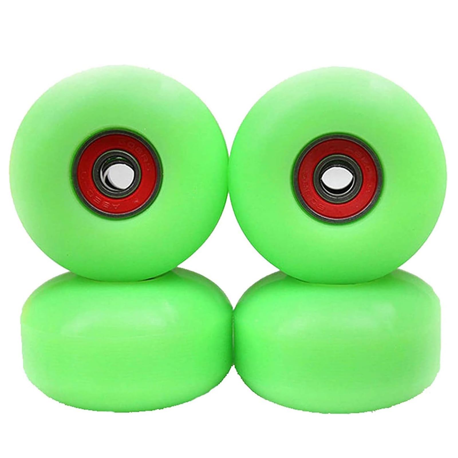 4 Pièces Planches À roulettes Longboard Cruiser Roues, avec Roulements PU ABEC-9 Roues d'action Longboard Roues De Planche À roulettes À Double Inclinaison, 52X32mm,Vert