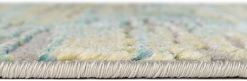 Miniatura 5 de Unique Loom Ariel Collection - Alfombra rectangular de 5 pies 3 pulgadas x 8 pies, color azul y marfil