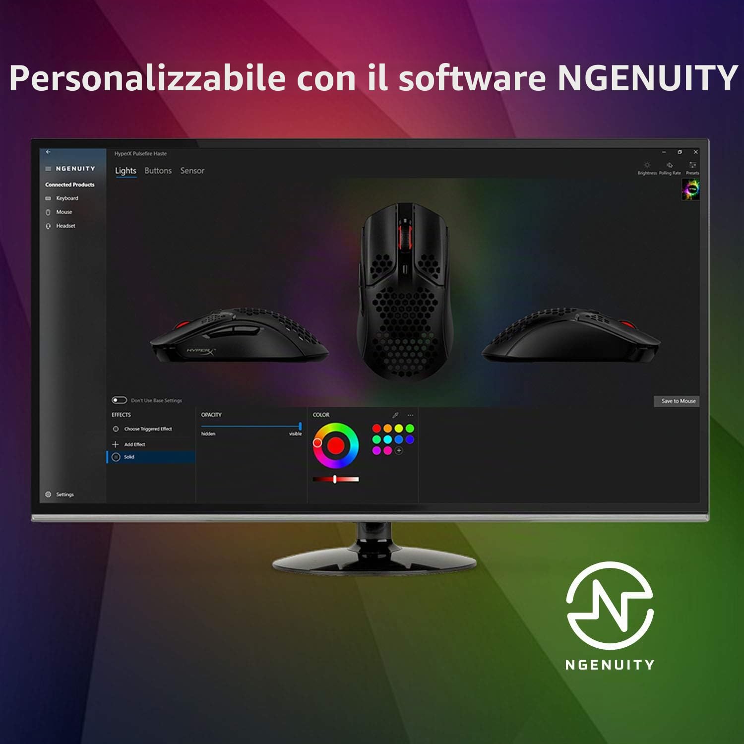 HyperX Pulsefire Haste, Mouse Gaming Cablato, Illuminazione RGB, 6 Tasti Programmabili, 16000 DPI, Resistenza a 60 Milioni di Clic, Cavo HyperFlex, Compatibile con con Varie Piattaforme, Bianco/Rosa