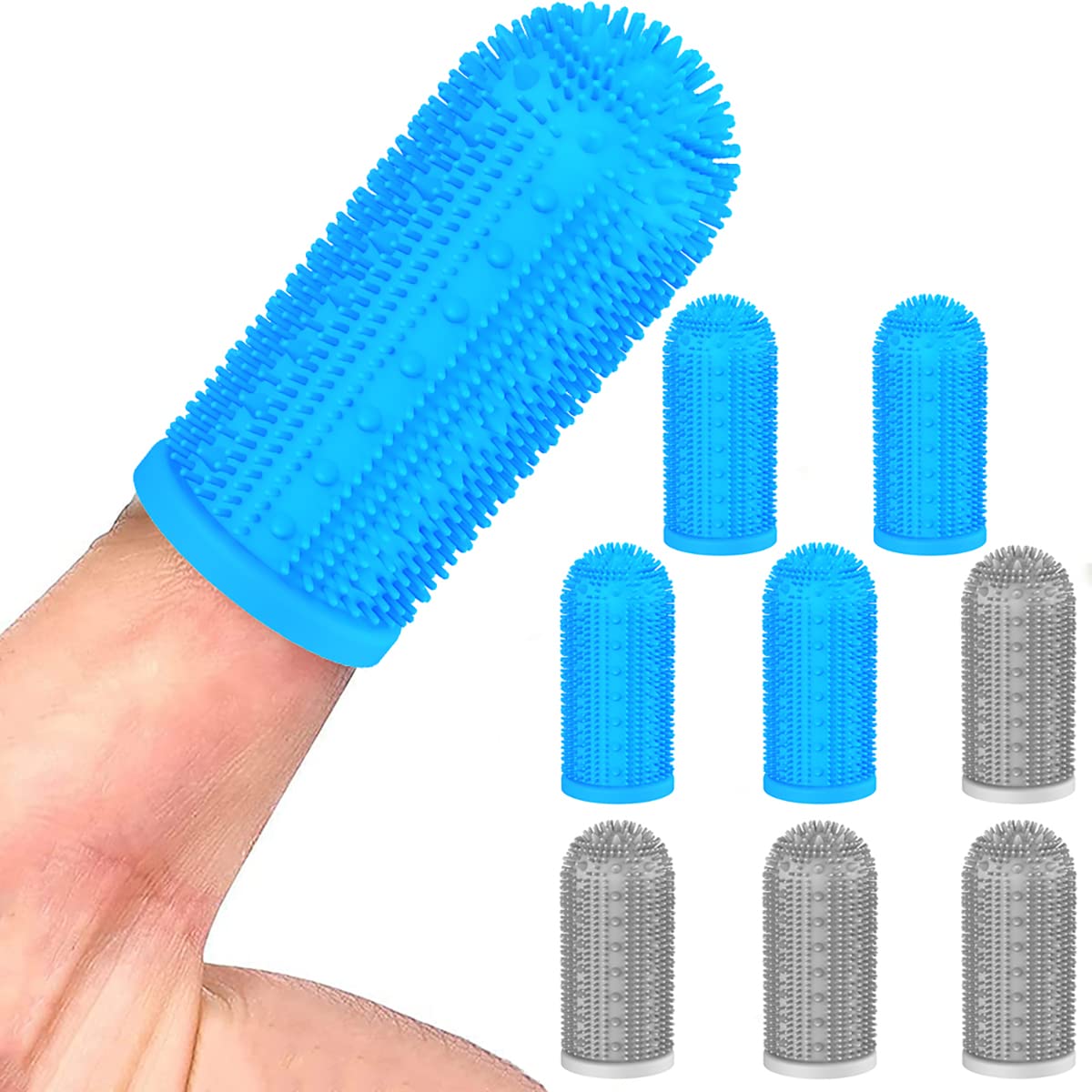 Petiepaw Dog Toothbrush for Dog Teeth Cleaning,8 Pack Dog Tooth Brushing Kit Cat Toothbrush with Full Surround Bristles, Dental Care for Puppies/Cats,Finger Tooth Brushes for Medium/Large Dog