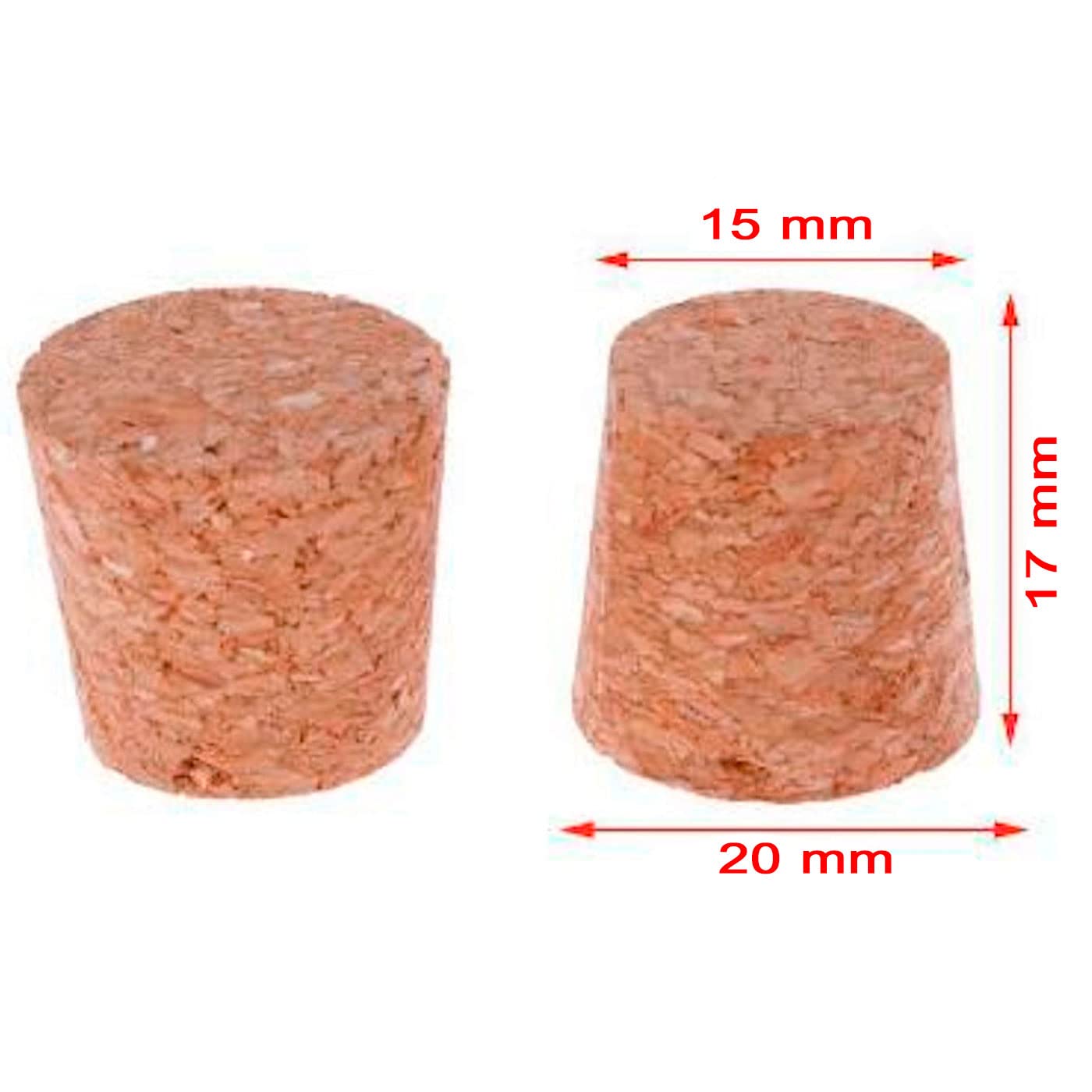 Acan Tradineur - Pack de 10 tapones cónicos de corcho para botellas, garrafas, botes, frascos, bar, restaurante, vino, aceite, 20 x 15 x 17 mm — view 2