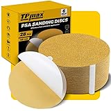 TPmax 6-Inch 40-Grit Gold PSA Sanding Discs, 28 Pack – Pro-Grade Self-Adhesive Stickyback Sandpaper with Quick-Release Tabs for DA Sander, Coarse Automotive/Wood/Metal Sanding