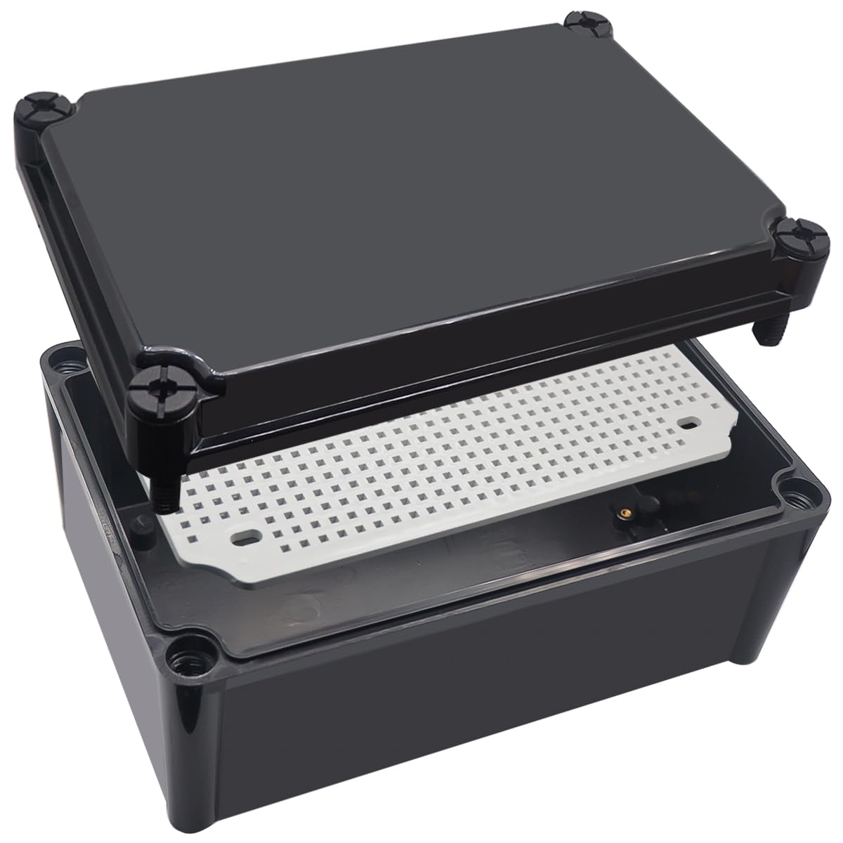 Junction Box,IP67 Waterproof ABS Black Project Box with Mounting Plate Electrical Box Enclosure for Outside Electronics 11 x 7.5 x 5.1inch(280x190x130mm)