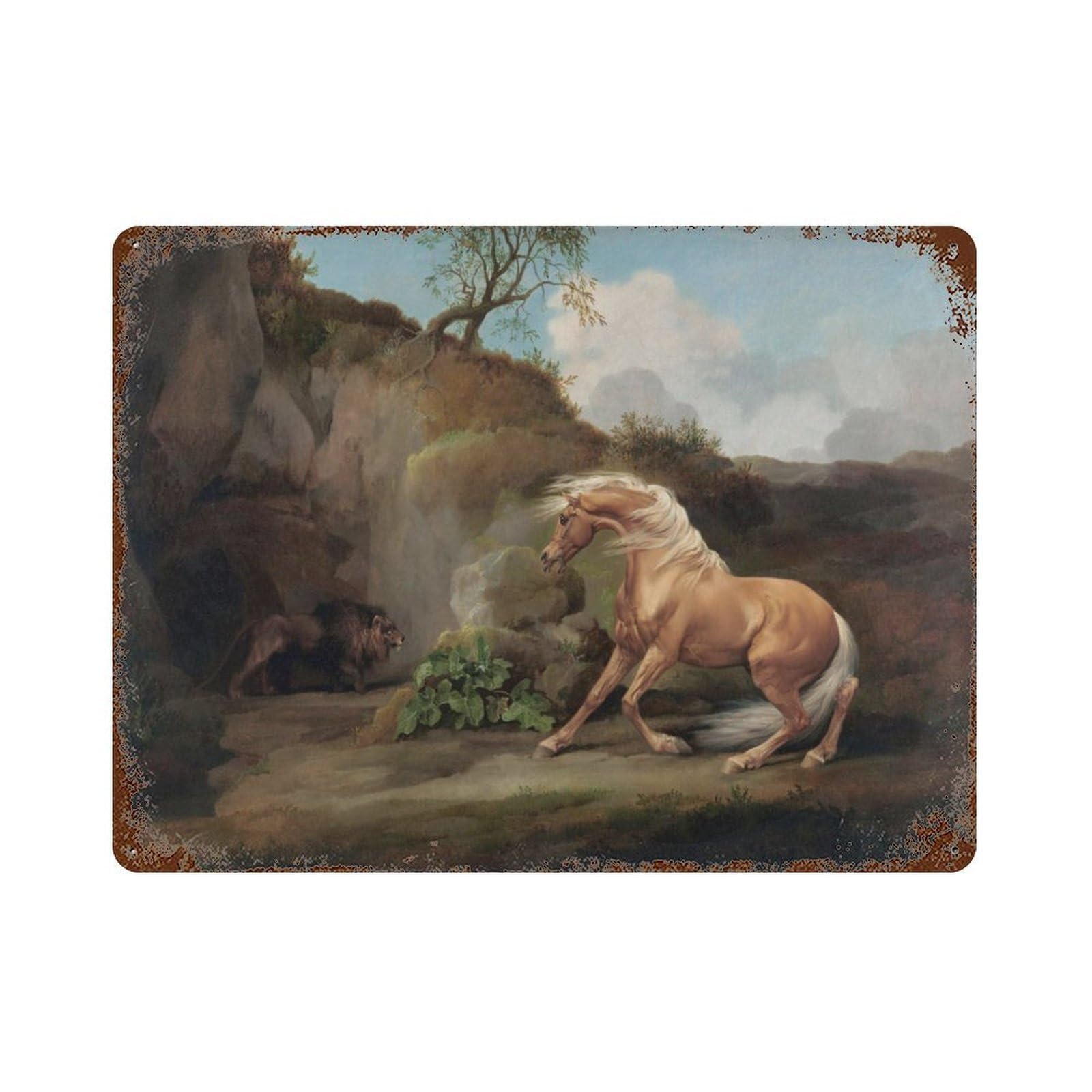 xiaoxiaoshen Vintage Horse And Lion Fine Wall Decor Art Metal Tin Poster Modern Home Decor Art Home Bar Shop Decorations Vintage Sign 30x40cm