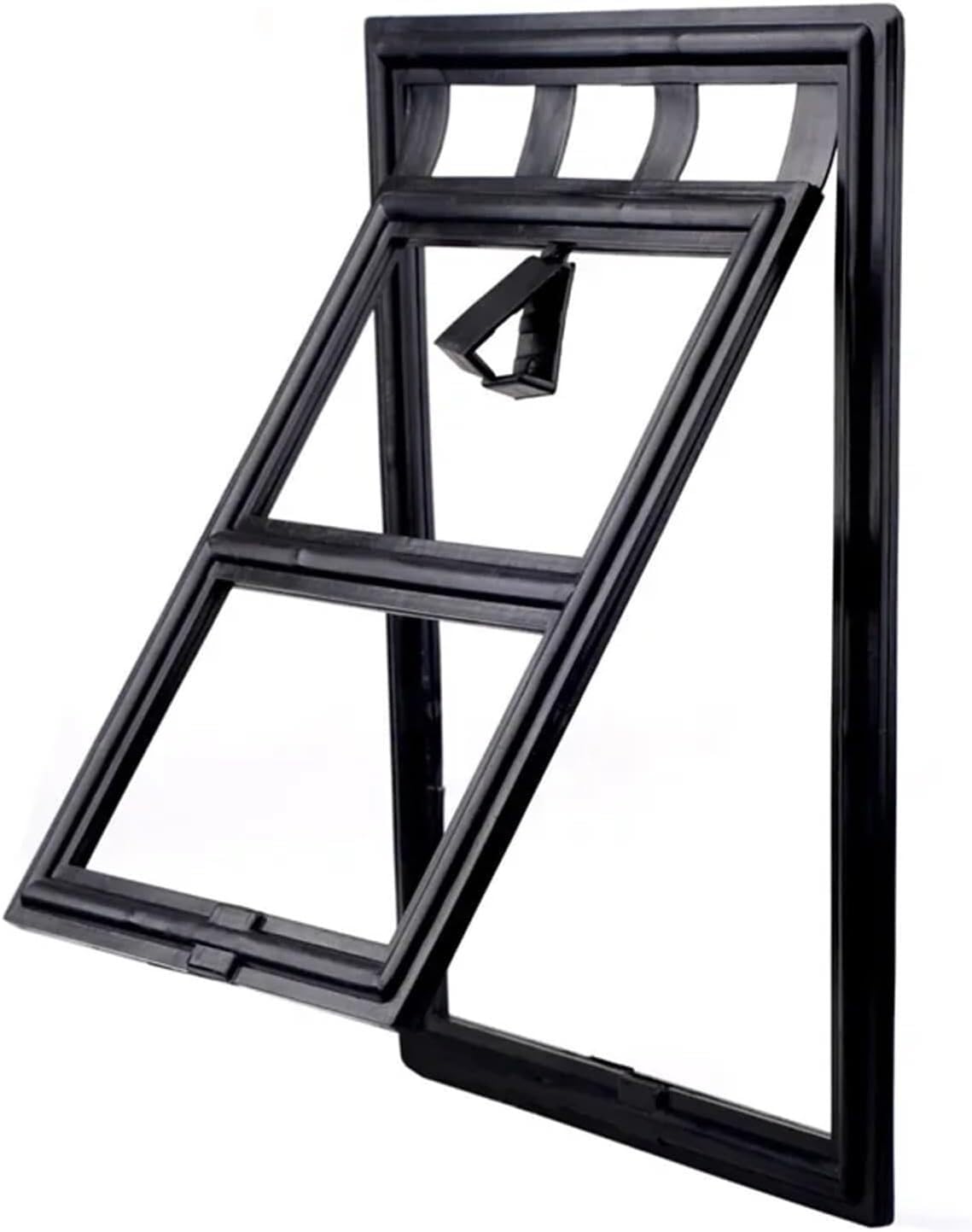 JvFbjLF Lockable Universal Pet Screen Door; Safety Flap Door For Windows; Fencing(S 29x24x1.5cm,Schwarz)