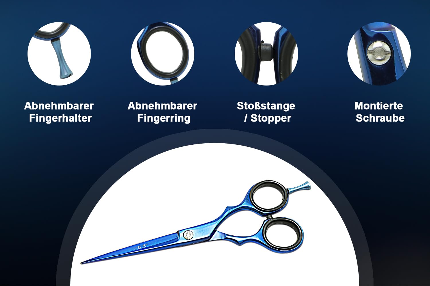 SMI - Ciseaux Coiffure Professionnel 5,5 Pouce Ciseau Coiffeur En Acier Inoxydable Ciseaux Cheveux Ciseaux De Coupe Cheveux pour salon Hommes Femmes et Enfants - Bleu - Razor Edge Blade