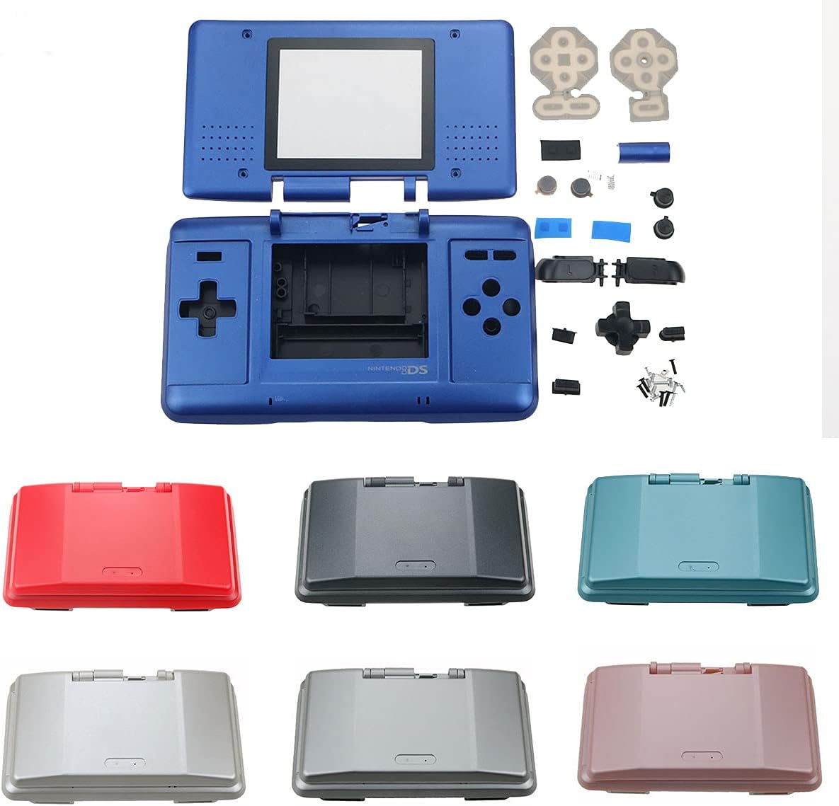 Full Housing Case Cover Shell with Full Buttons for DS NDS Console (Blue)