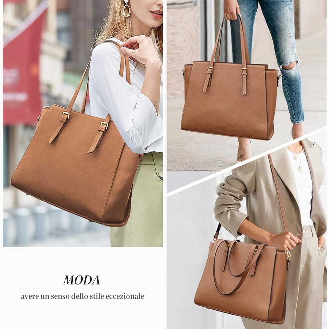NEWHEY Borsa Lavoro Donna Porta PC 15.6 Pollici Grande Borsa a Tracolla Tote per Computer da Impermeabile in Finta Pelle