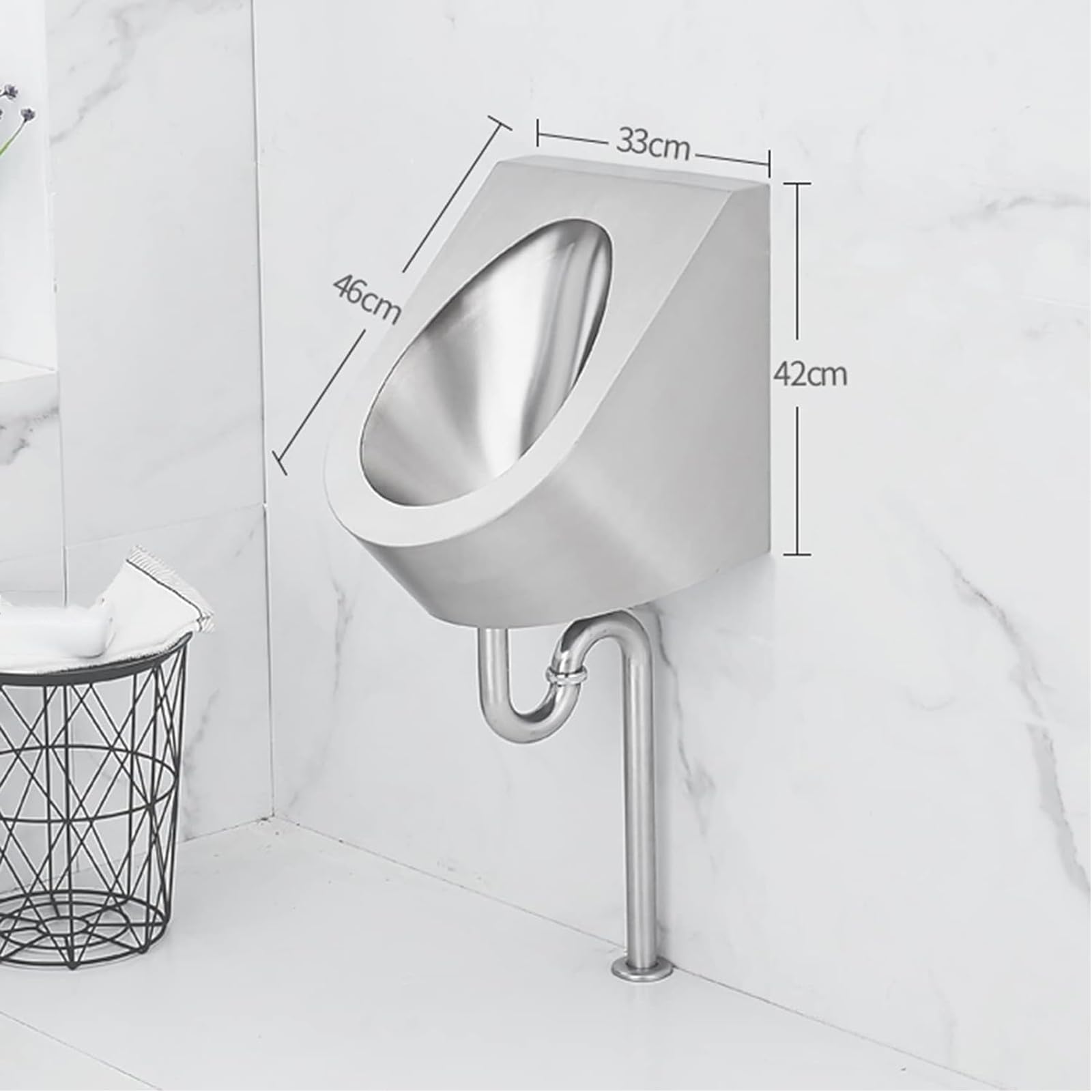 iumLeap Men's Stainless Steel Urinals, Wall-Mounted Standing Toilet Urinals, Commercial Smart Sensor High-Efficiency Flushing Urinals, Suitable for Hotels, Schools, and Public Pl
