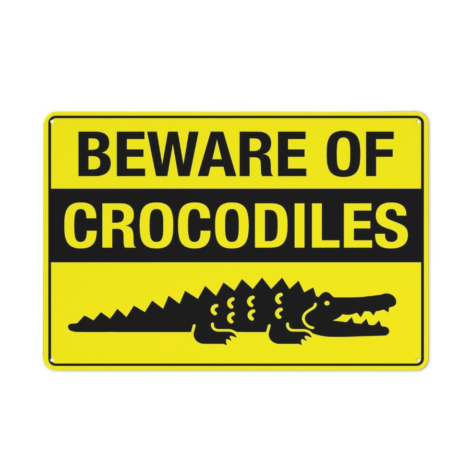 Beware Of Crocodiles Bright Yellow Sign Warning Tin Sign Home Kitchen Farm Garden Garage Wall Decor 12X8Inch