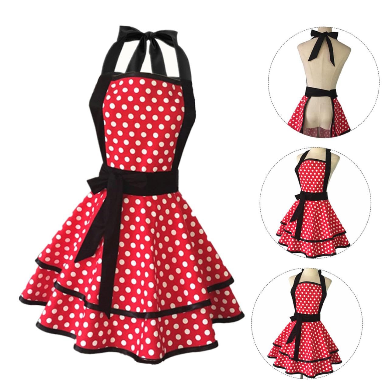 Toyvian Grembiule da Cucina Motivo a Pois in Cotone a Doppio Strato Design Stampato per Cucina e Lavoro in Hotel