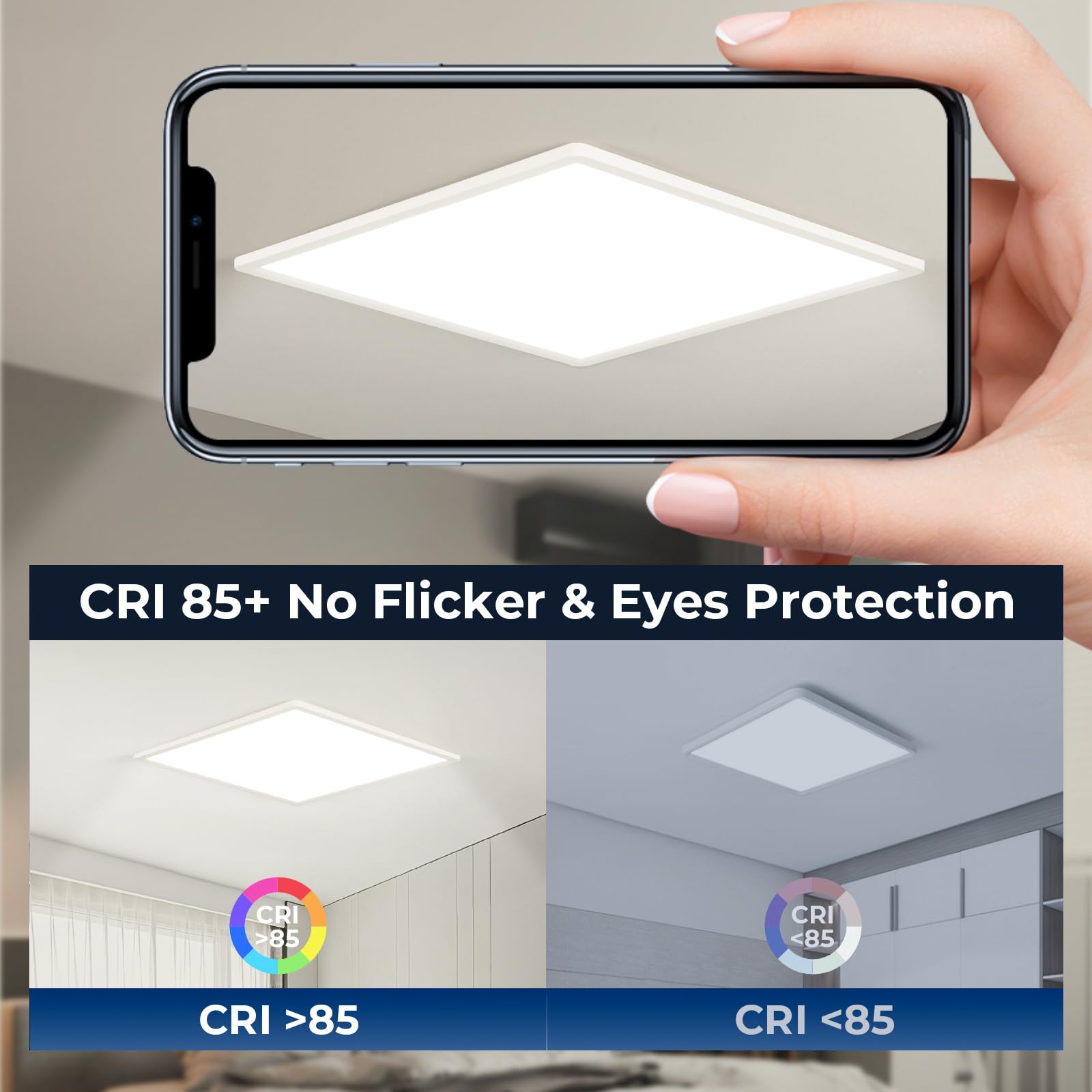 EASY EAGLE Plafoniera led soffitto, 40CM Lampadario led soffitto 4000K, 42W Lampada da Soffitto LED Moderno per Camera da Letto soggiorno Cucina Balcone Bagno Ufficio, Quadrata