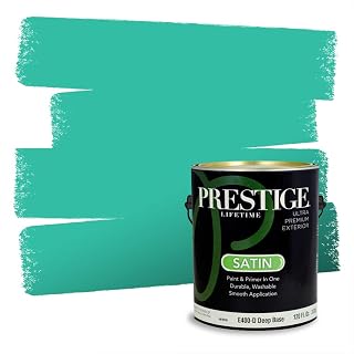 PRESTIGE Paints Exterior Paint and Primer In One, 1-Gallon, Satin, Comparable Match of Valspar* Rainforest Mist*