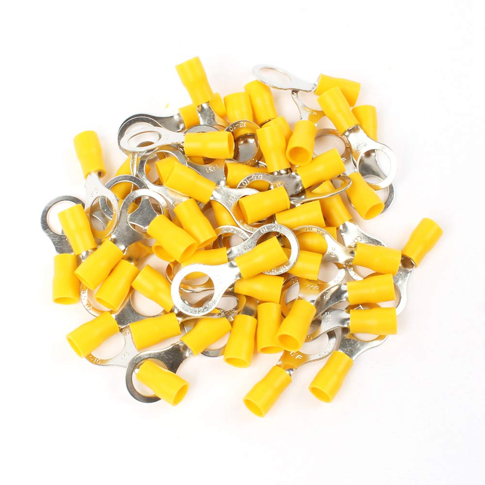 UYCUODLUY 25PCS RV5.5-12 Yellow Ring insulated terminal suit 4-6mm2 Cable Wire Connector cable Crimp Terminal RV