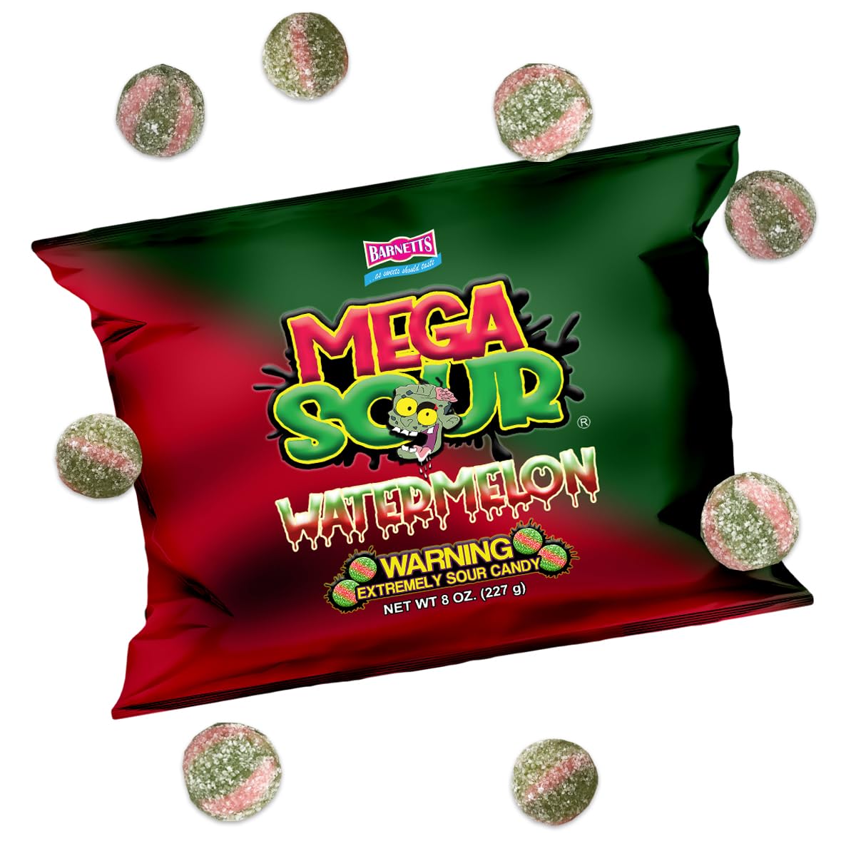 Barnetts Mega Sour Watermelon Flavour Sweets, 227 g