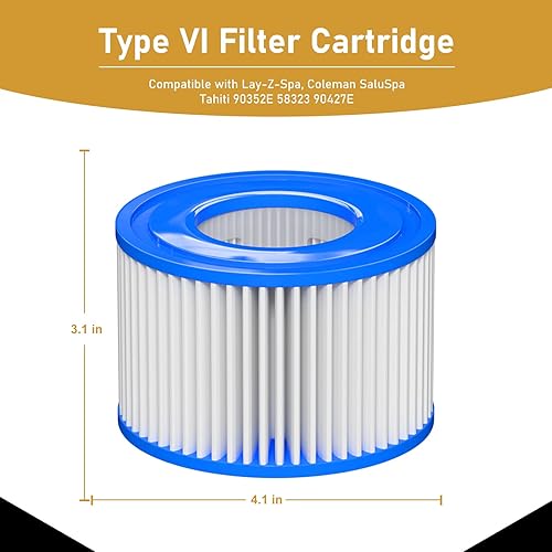 Miniatura 6 de Macaberry Tipo de filtro de hidromasaje de repuesto compatible con Bestway, Lay-Z-Spa, Coleman SaluSpa 90352E 58323, bañera de hidromasaje inflable,