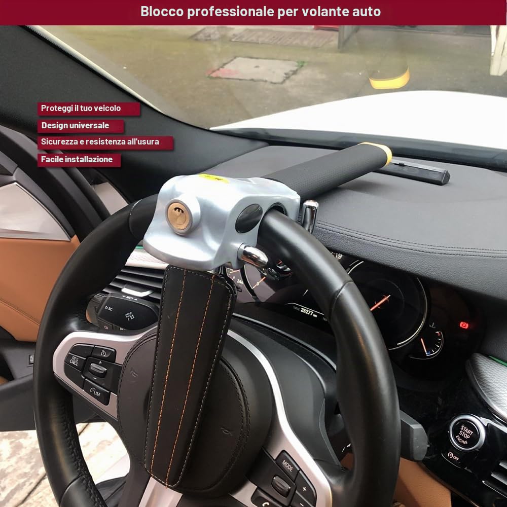 Blocco Del Volante Automatico Dell'auto, Antifurto Blocco Auto Con 3 Chiavi, Blocco Del Volante Dell'auto Scoraggia I Ladri E Metti In Sicurezza Il Tuo Veicolo Per Tutte Le Auto, Camion, Suv Ecc