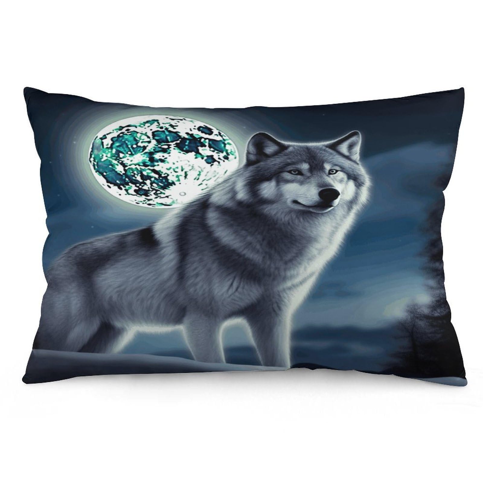 FekiLoot Wolf Under Moon Pillowcases Super Soft Cozy Lumbar Decorative Throw Pillow Covers Plush Pillow Shams with Zipper Double-Sided Decorative Pillows Shells for All Seasons