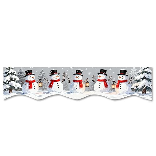 Nuxovilar Mantel Scarf Cover Polyester 19x79 Inches Snowman Top Hat