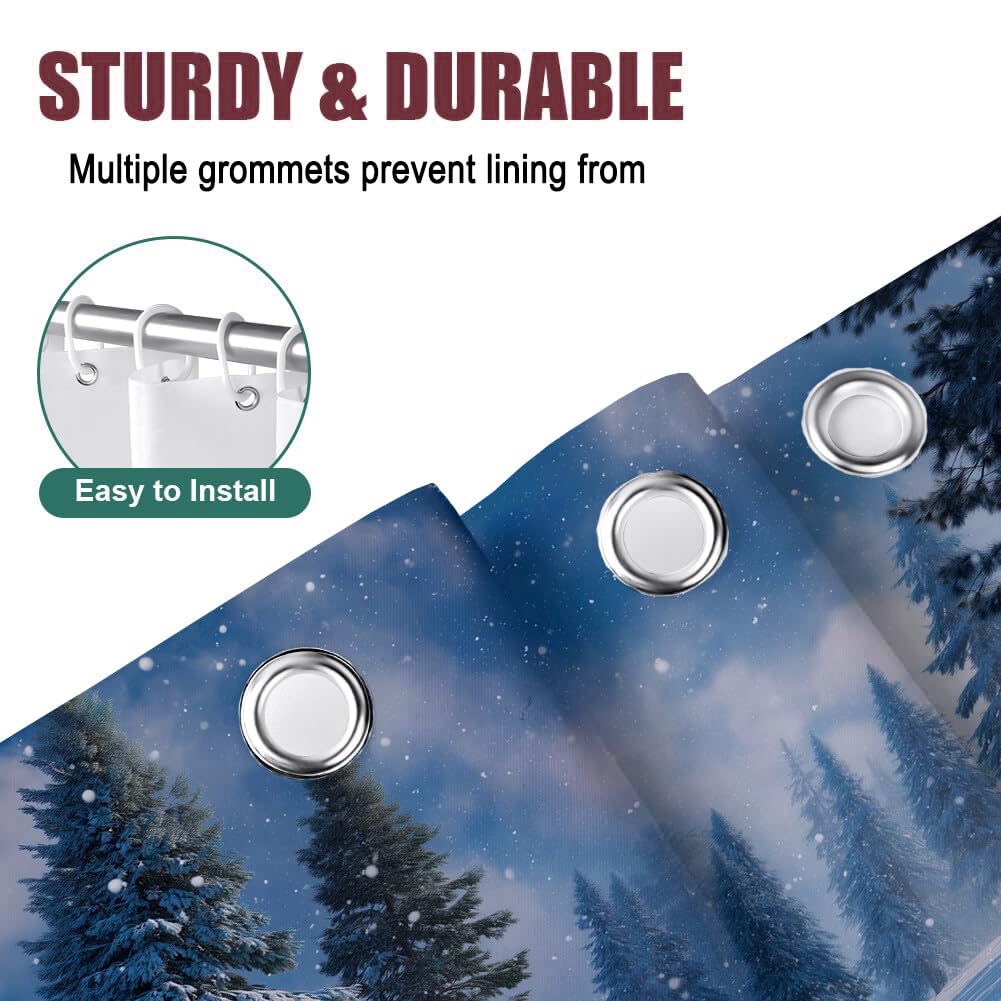 Rideau Douche,Rideau Baignoire Lavable en Machine Rideaux Douche Tissus Lavable Rideau De Baignoire Lavable pour Salle De Bain Domicile Baignoire Famille,Forêt De Pins,