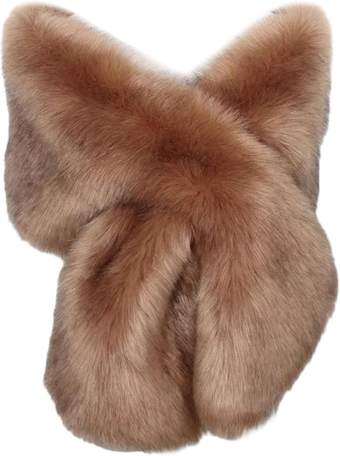 KGAIXN Women Faux Fur Luxury Designer Winter Bridal Shawl Wedding Cape Bride Cloak Wraps for Evening Dresses Warm Accessories Soft Cozy Long Stole, Black Tip