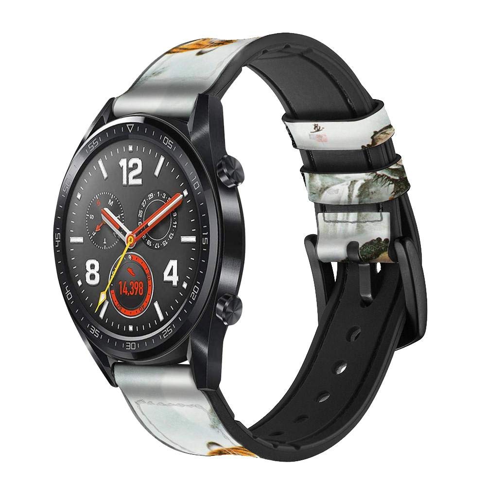 Oriental Chinese Tiger Painting Bracelet de Montre Intelligente en Cuir et Silicone pour Wristwatch Smartwatch Smart Watch Taille (20mm)