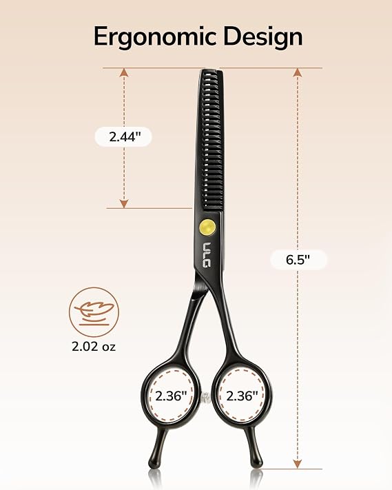 ULG Hair Cutting Thinning Scissors & Salon Barber Cape Set, Professional Japanese Stainless Steel 6.5'' Shears & Waterproof Salon Barber Cape for Men, Women, Kids, Black