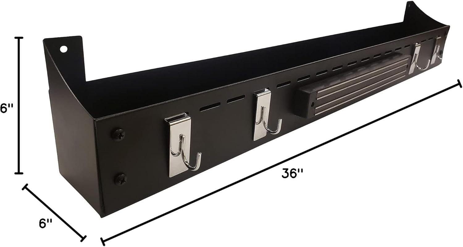 Backyard Life Gear Front Tool and Bottle Tray for 36-inch Blackstone Griddle, White/Black