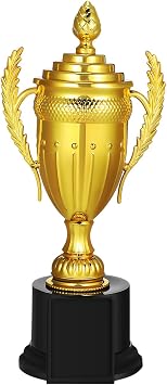 NOLITOY Large Gold Trophy Cup with Lid, 10.6 Inch Award Trophy for Soccer Football Sports Competitions, Office Decorations, and Outdoor Activities