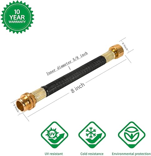 Miniatura 2 de persevere 2 piezas de extensión de manguera de jardín de 0.8 pies, adaptador de manguera de agua flexible, manguera de conector corto con tubo