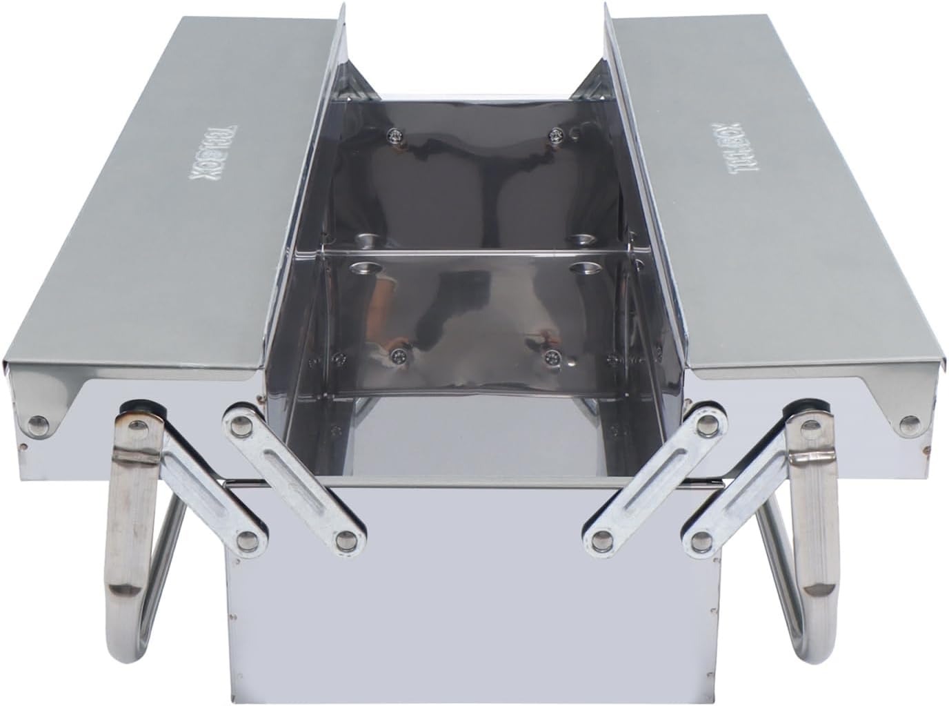 Autoparts 21-in 2-Tier 3-Tray Stainless Steel Fold Out Tool Box with Handle
