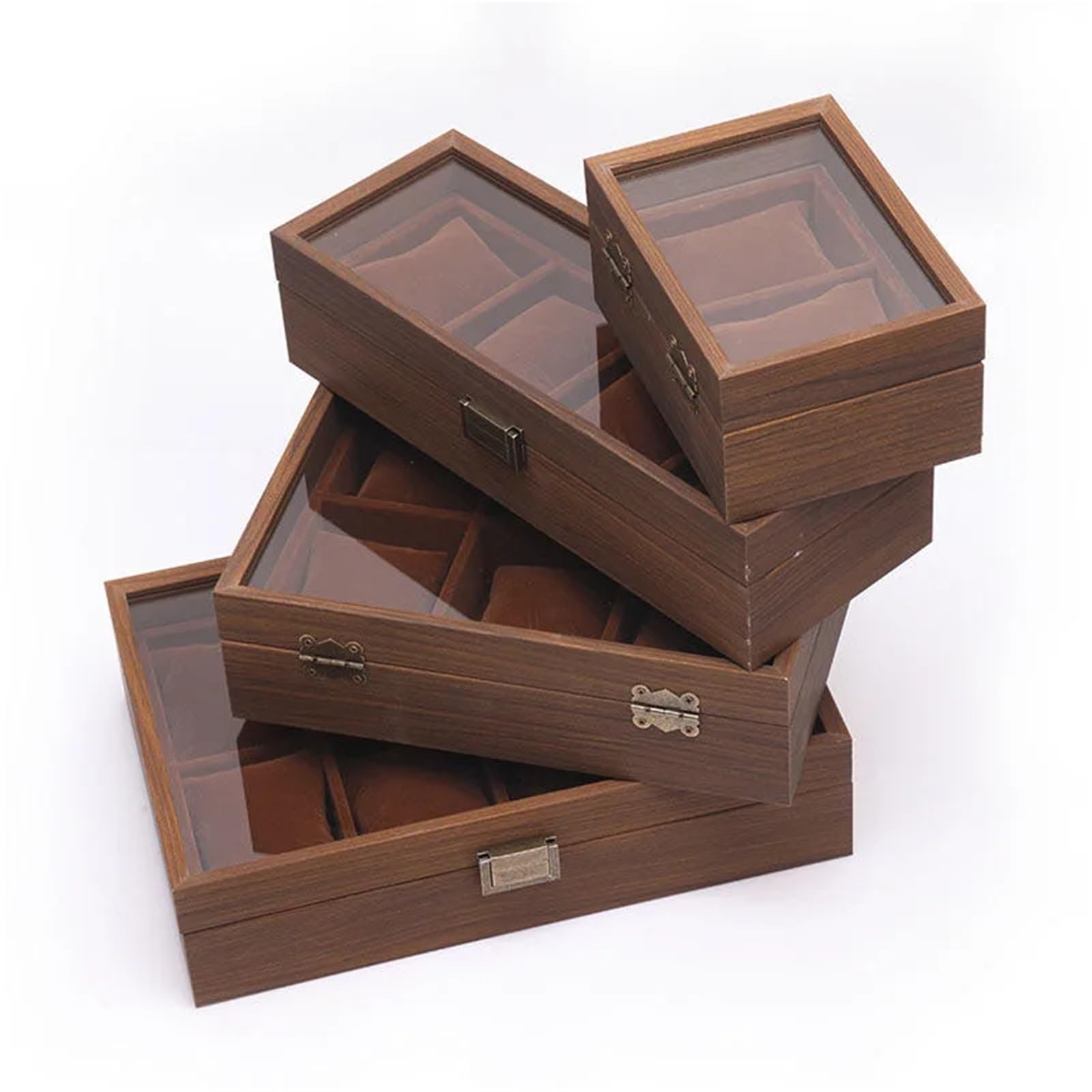 Scatola porta orologi in noce nera da 2/4/6/8 slot