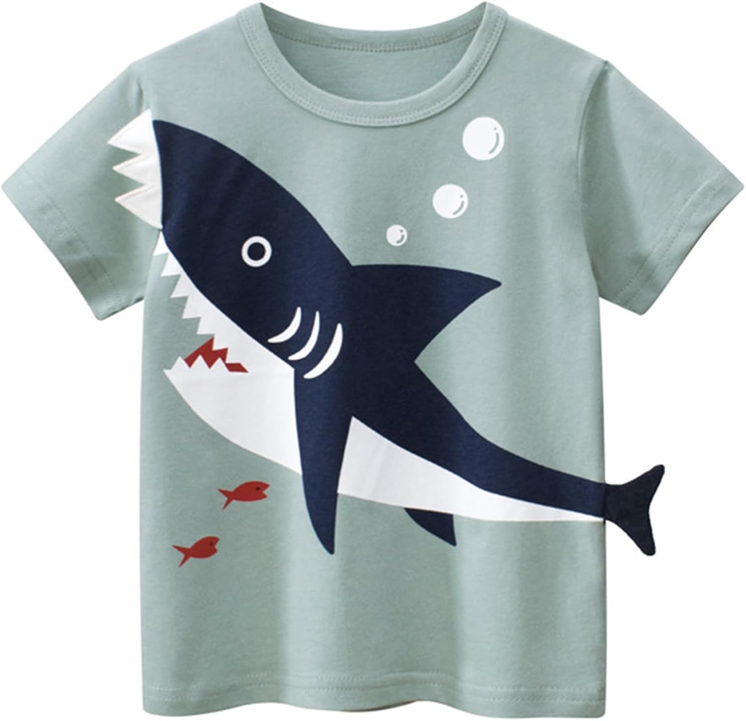 Toddler Boys Dinosaur Shark T-Shirts Short Sleeve Car Excavator Graphic Tees