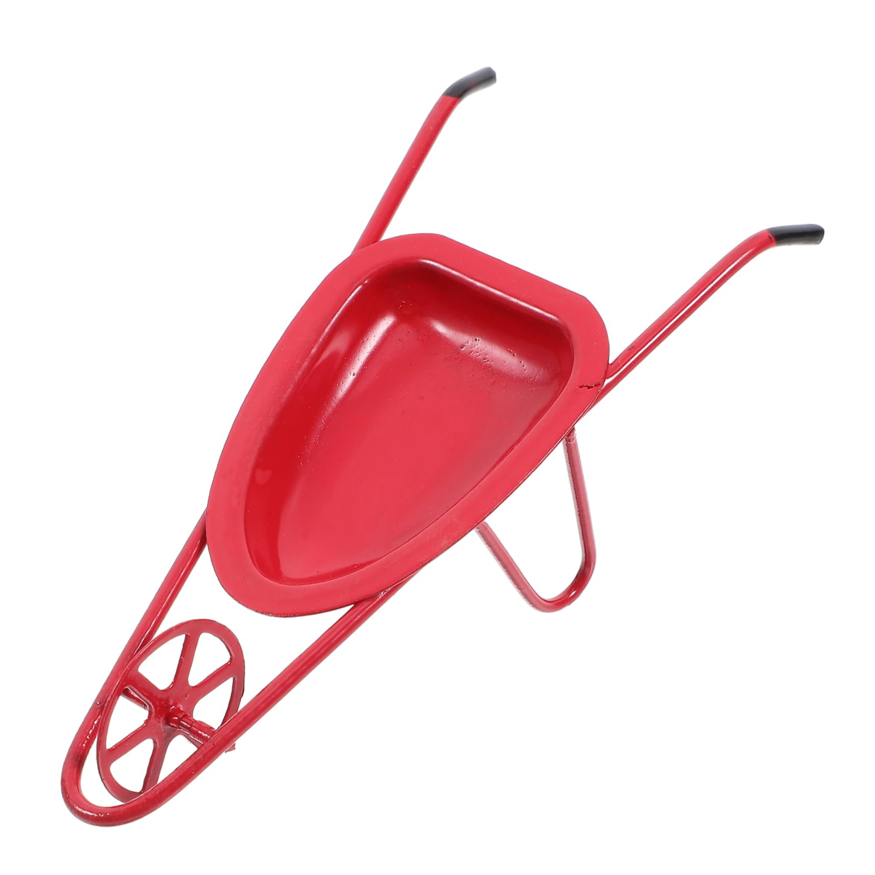 Gogogmee Doll House Cart Wheelbarrow Mini Stroller Model Miniature Wheelbarrow Toy Fairy Garden Wheelbarrow Dollhouse Farm Accessories Mini Cart Model Doll House Furniture Iron Red