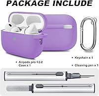 Vista 116 de Funda para AirPods Pro con kit de limpieza, funda de silicona suave para Apple AirPod Pro de 1ª/2ª generación, accesorios de funda AirPods Pro/Pro 2