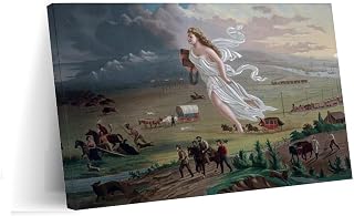 John Gast American Progress Art Poster Manifest Destiny US History Poster Canvas Print Wall Art Decoration Poster Living Room Office Bedroom Aesthetic Poster 18x12inch(45x30cm) Frame-style