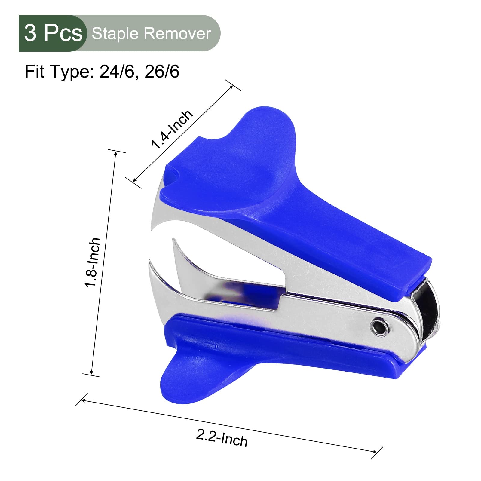 YOKIVE 3 Pcs Staple Remover, Mini Puller Steel Jaw, Blue - Image 2