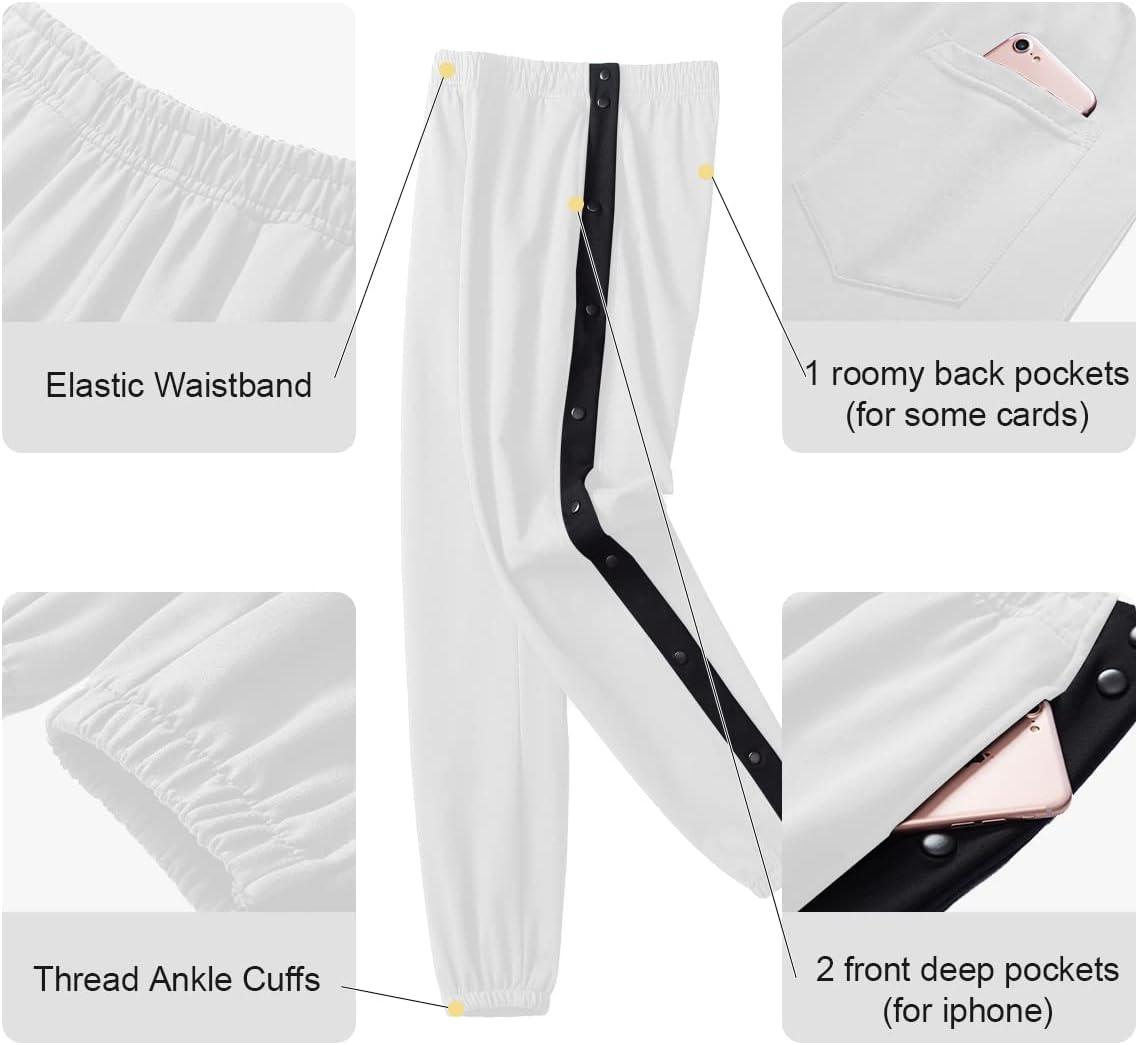 Chrisuno Men's Sweatpants Tear Away Basketball Sweat Pants Athletic Joggers - Image 4