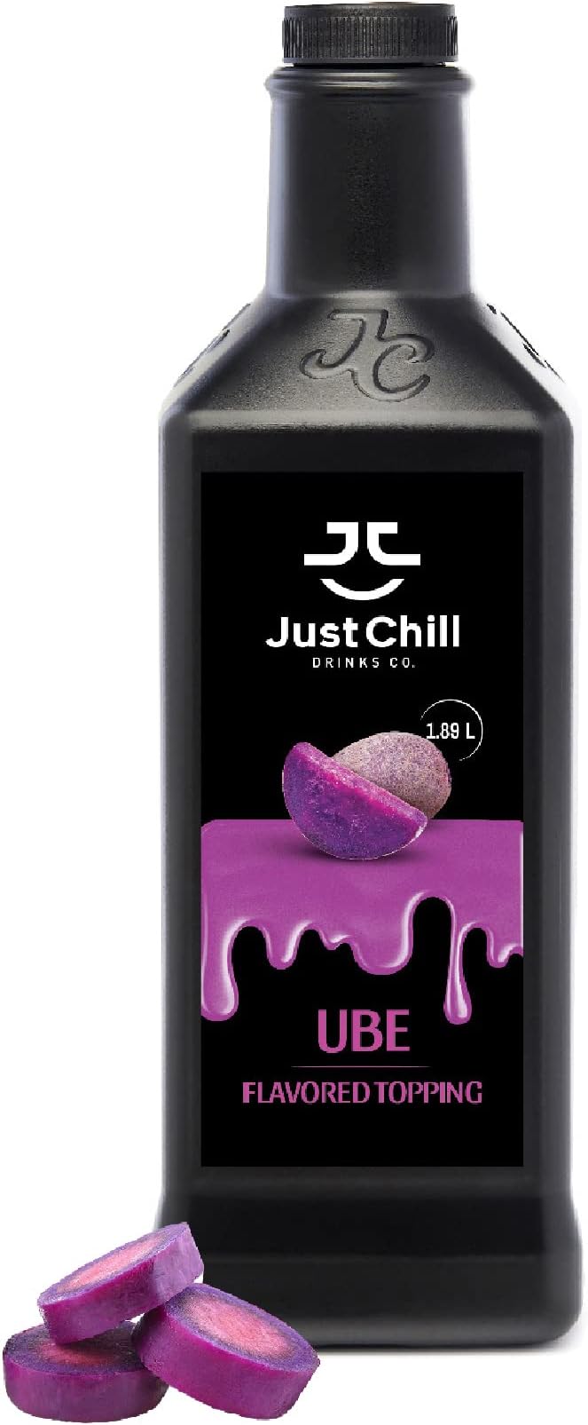 Just Chill Drinks Co. Ube Topping (Purple Yam Topping), 1.89 Litre- Rich and Creamy Sauce (Non-GMO, Halal, Gluten Free)
