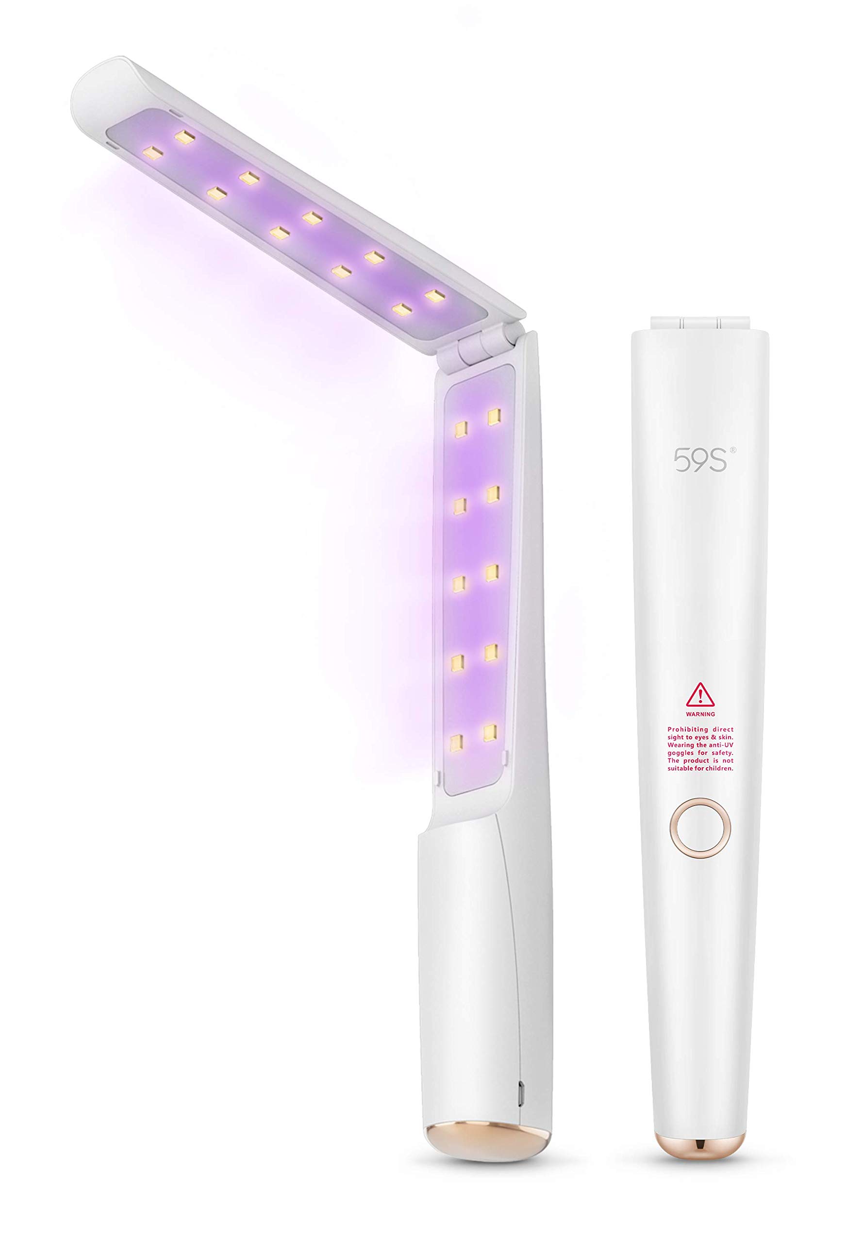 V7 Sterylizator UV, 59S przenośny sterylizator UV 3 min szybka sterylizacja 99,9% z 20 koralikami lampa LED, składany akumulator, dostarczany z pokrowcem transportowym.