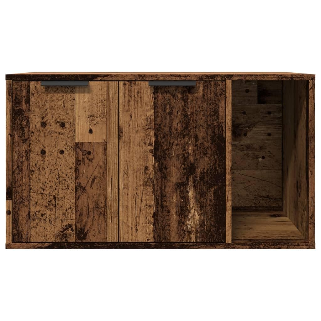 Katzenklo Altholz-Optik 80x50x45 cm Holzwerkstoff, Katzenmöbel mit Versteck, Kratzbaum Ergänzung, Kletterbaum Funktion, Sisal Kratztonne und Liegefläche für Wohnung