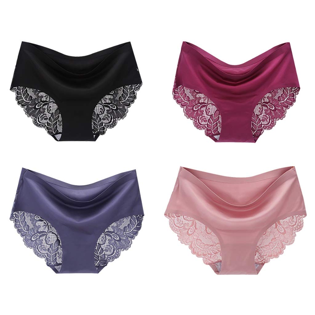 Damskie majtki bikini seksowna bielizna damskie bawełniane i koronkowe majtki hipsterskie, 4 sztuki (kolor: B, rozmiar: XL)