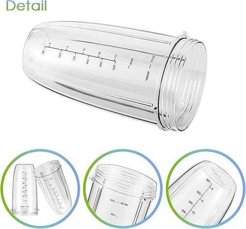 Miniatura 4 de Piezas de repuesto de 32 oz (2 unidades) Vasos de repuesto para licuadora compatibles con NutriBullet 600w y 900w Blender