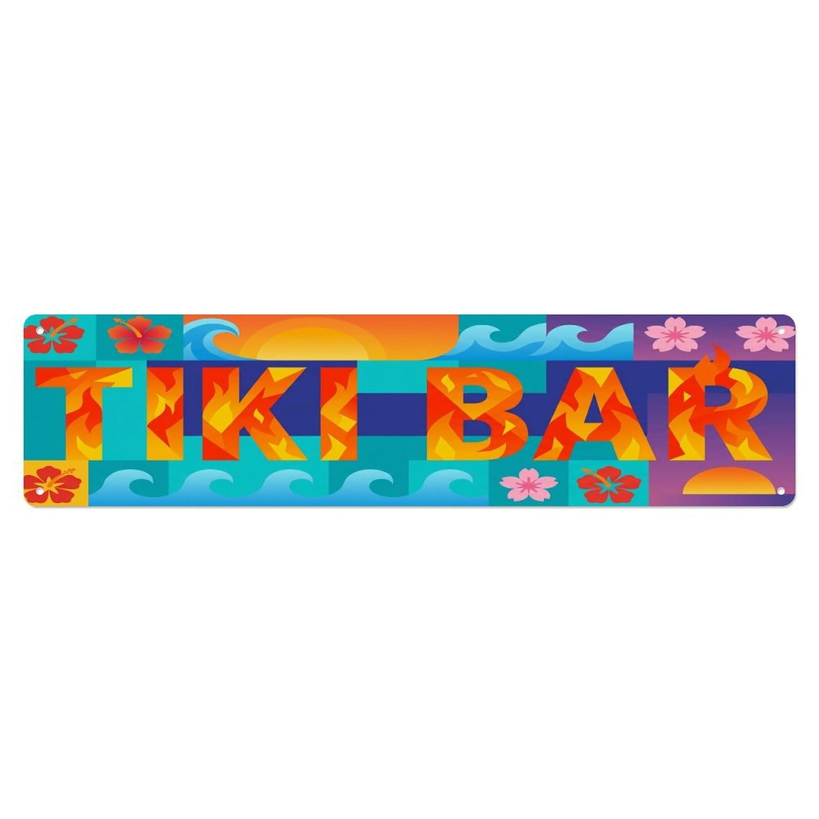 Tiki Bar Outdoor Garden Decor Tropical Beach Bar Seablaze Metal Tin Sign
