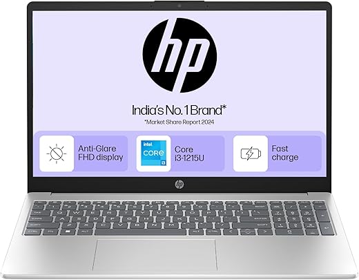 HP 15, 12th Gen Intel Core i3-1215U, 8GB RAM,512GB SSD (Win11, Office21, Silver,1.59kg)Anti-glare, 15.6-inch(39.6cm) FHD laptop, Intel UHD…