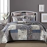 KISKIS Antiguo Patchwork Acolchado Colcha Impreso Ligero Cobertores Cubre Cama con 2 Fundas De Almohada por Todas Las Temporadas,7,King 260x270cm