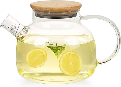 Miniatura 1 de WHJY Tetera de vidrio transparente para cocinar en la estufa, teteras transparentes con infusor para té suelto, tetera para hojas sueltas para agua