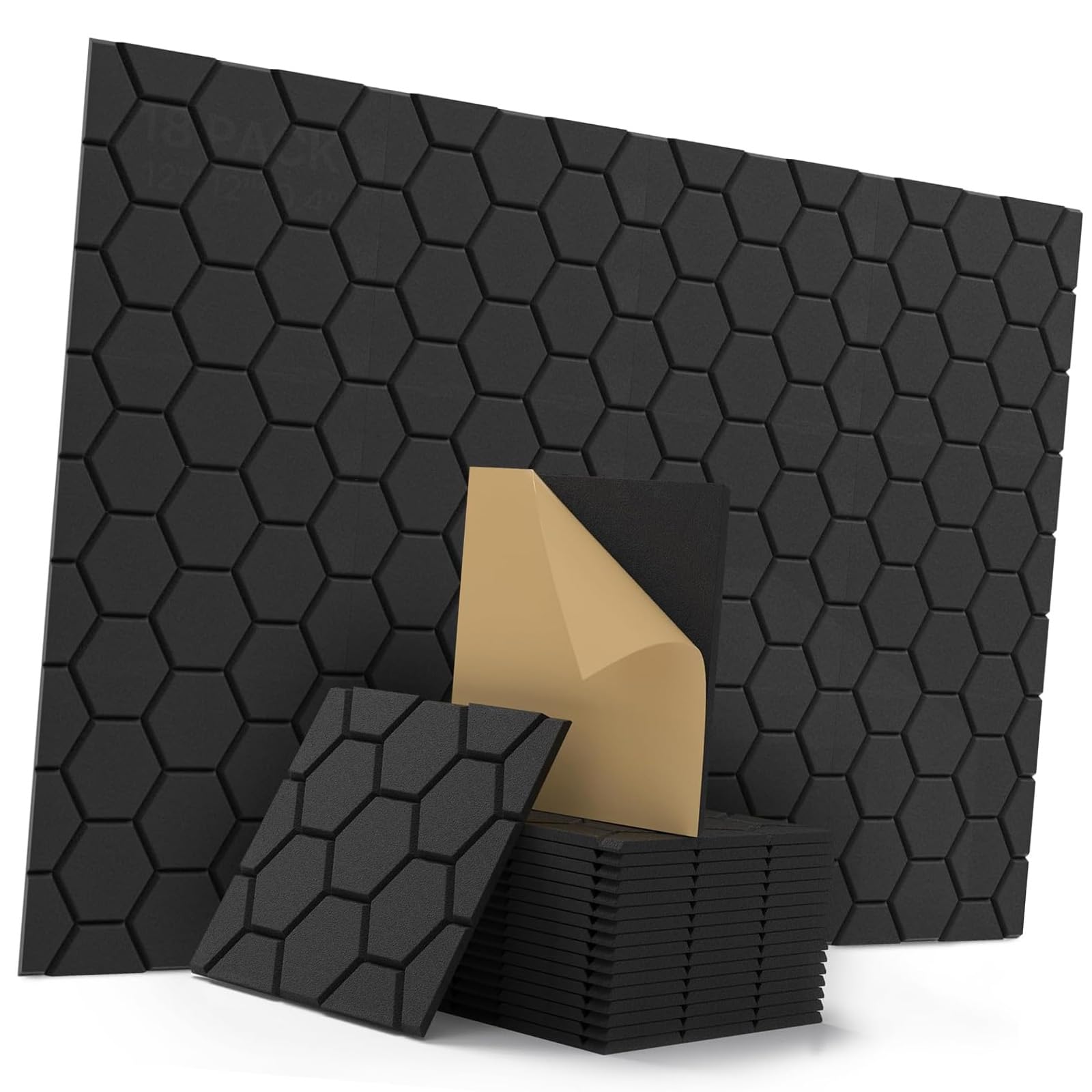 ERRORY Adhesive Acoustic Panels Sound Absorption Panels for Home Theaters Noise Reduction Adhesive Acoustic Wall Tiles Honeycombs Design Noise Reduction for Home Theaters Quiet