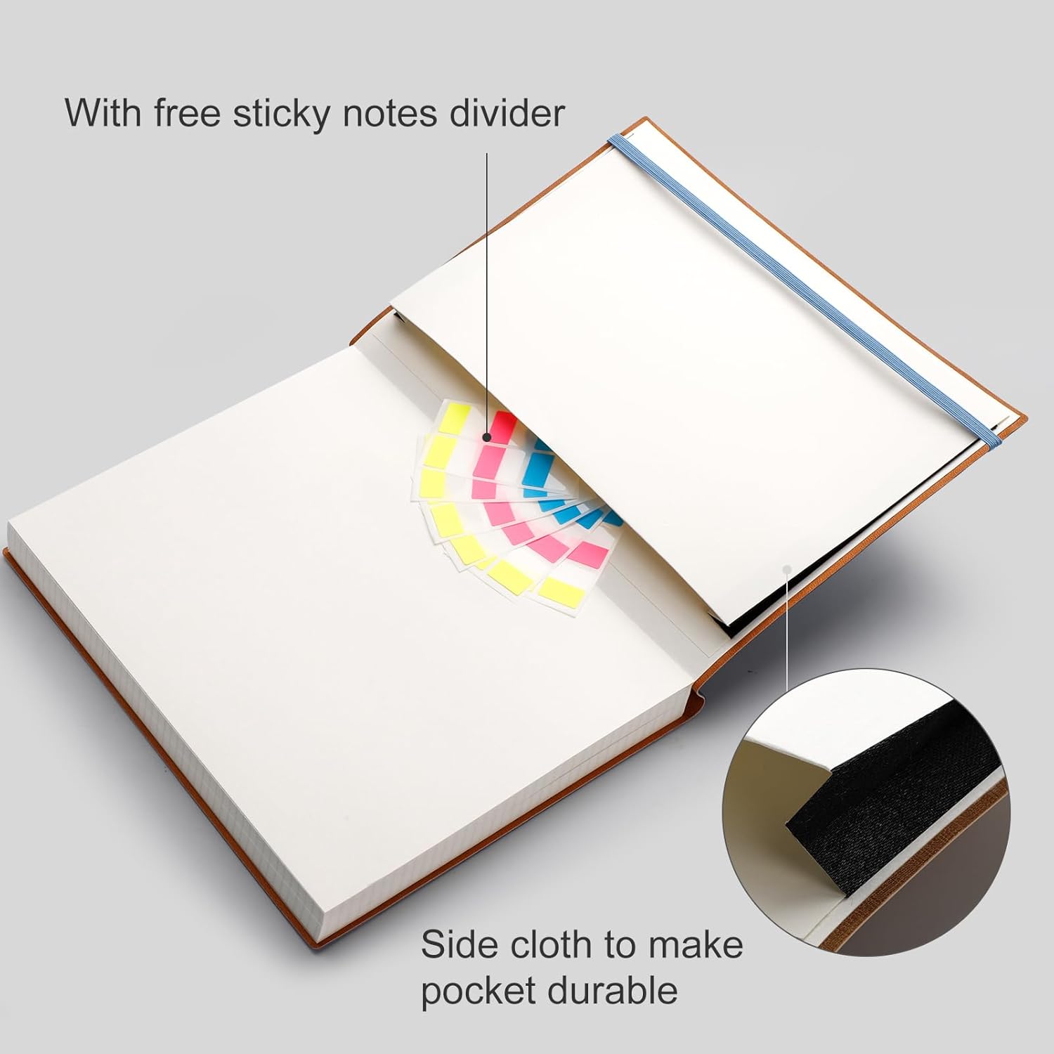 AHGXG Graph Paper Notebook - Grid Paper Notebook Large A4 8.5''×11'', 320 Pages Thick Journal, 100gsm Thick Graph Paper, Leather Softcover, Inner Pocket - GrayBlue