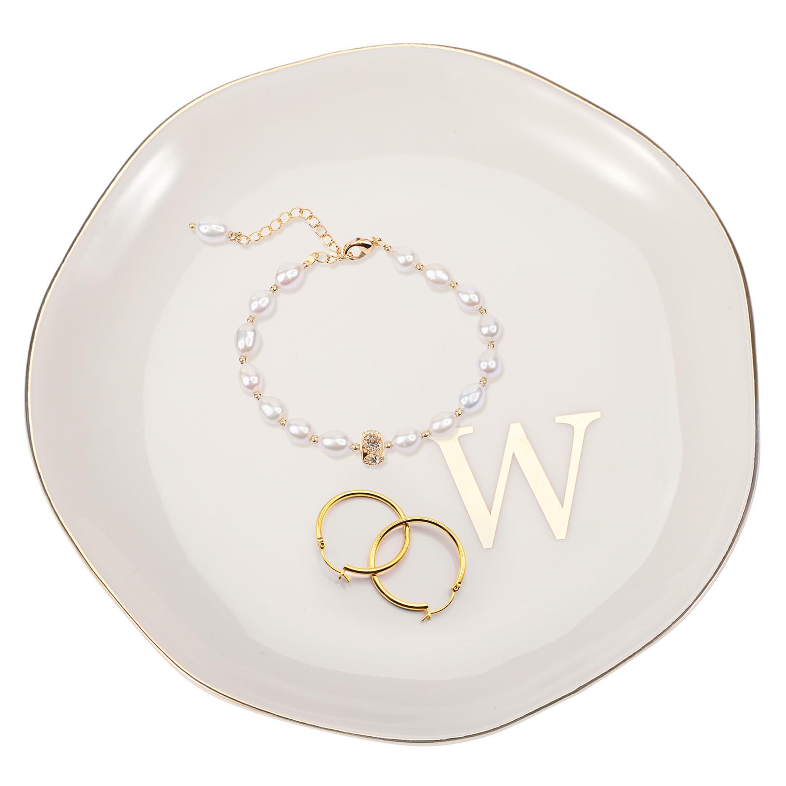 Rangement bijoux céramique lettre W pour ne plus perdre vos alliances